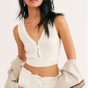 Free People Saturday Morning Crop Top in Ivory in Small